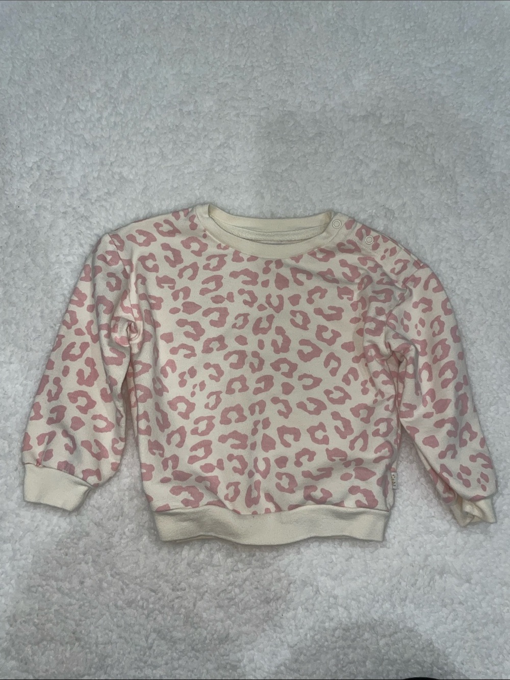 Sammy + Nat Cream Sweater with Pink Leopard Print